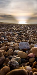 Nature,Stones,Sky,Beams,Rays,Pebble,Sea,Beach