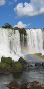 Nature,Stones,Sky,Clouds,Rainbow,Rocks,Waterfalls