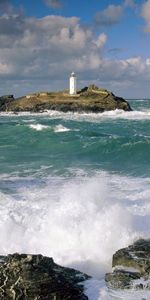 Nature,Stones,Sky,Lighthouse,Waves