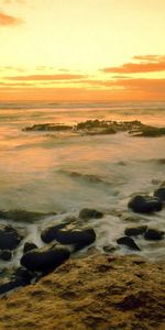 Nature,Stones,Sky,Shore,Bank,Evening,Emptiness,Sea,Wave,Void