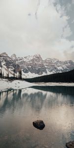 Nature,Stones,Snow,Lake,Snow Covered,Snowbound,Mountains