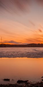 Naturaleza,Puesta Del Sol,Stones,Sol,Hielo,Lago