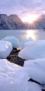 Nature,Sun,Horizon,Shore,Bank,Lumps,Pieces,Blocks,Mountains,Ice