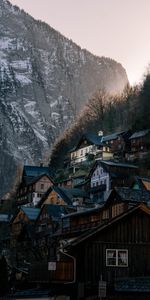 Nature,Sun,Rocks,Snow,Houses