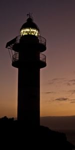 Nature,Sunset,Building,Coast,Lighthouse,Silhouette