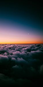 Nuages,Au Dessus Des Nuages,Horizon Du Ciel,Horizon Ciel,Poreux,Nature,Crépuscule,Coucher De Soleil,Lune