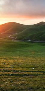 Nature,Herbe,Vallée,Coucher De Soleil,Chemin