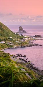 Nature,Sunset,Grass,Rocks,Coast,Slope