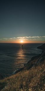 Naturaleza,Puesta Del Sol,Sol,Las Rocas,Rocas,Pendiente,Cuesta,Hierba,Mar