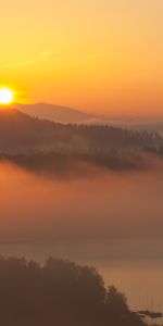 Nature,Sunset,Hills,Morning,Fog,Landscape