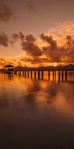 Puesta Del Sol,Horizonte,Naturaleza,Mar,Muelle