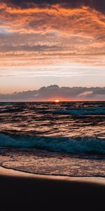 Nature,Sunset,Horizon,Sea,Waves,Beach