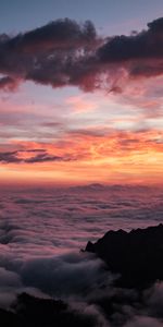 Puesta Del Sol,Montañas,Nubes,Niebla,Naturaleza,Oscuro