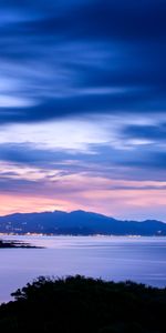 Nature,Sunset,Mountains,Horizon,City Lights,Sea