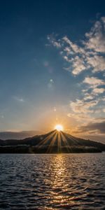 Nature,Montagnes,Lac,Coucher De Soleil