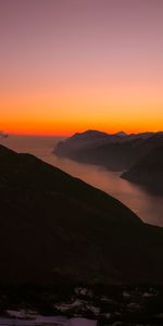 Naturaleza,Puesta Del Sol,Montañas,Lago,Niebla,Italia