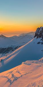 Nature,Neige,Roches,Montagnes,Les Rochers,Coucher De Soleil