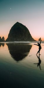 Nature,Sunset,Rock,Shore,Bank,Silhouette,Ocean