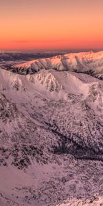 Nature,Sunset,Rocks,Snow Covered,Snowbound,Sky,Mountains,Snow