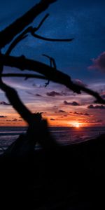 Nuages,Banque,Coucher De Soleil,Rive,Nature,Mer