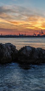 Nature,Sunset,Sea,Rocks,Lumps,Blocks