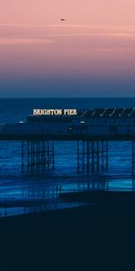 Nature,Sunset,Sea,Shore,Bank,Pier,Brighton