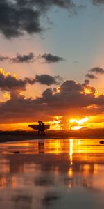 Naturaleza,Puesta Del Sol,Siluetas,Océano,Surfistas,Surfing,Oceano