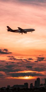 Nature,Sunset,Sky,Clouds,Flight,Airplane,Plane