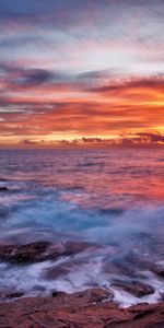 Nature,Sunset,Sky,Sea,Clouds,Surf,Stones