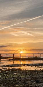 Nature,Sunset,Sky,Sea,Horizon,Bridge