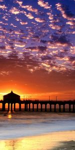 Naturaleza,Puesta Del Sol,Cielo,Mar,Sol,Noche,Nubes,Orilla,Banco,California,Muelle,Playa