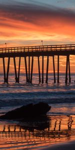 Noyaux,Nature,Pont,Conception,Construction,Coucher De Soleil,Mer