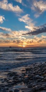 Nature,Sunset,Stones,Sky,Sea,Pier