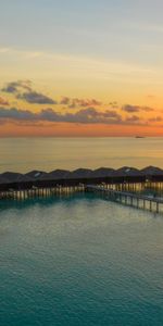 Naturaleza,Puesta Del Sol,Sol,Océano,Bungalow,Vacaciones En La Playa,Muelle,Oceano