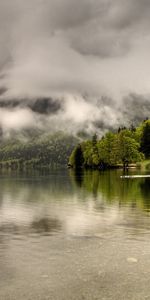 Nature,Trees,Clouds,Lake,Shore,Bank,Mainly Cloudy,Overcast,Haze