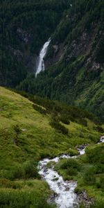 Nature,Trees,Grass,Rocks,Waterfall,Rivers