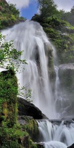 Nature,Trees,Grass,Waterfall