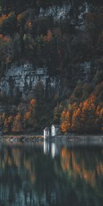 Nature,Trees,Mountain,Lake,Shore,Bank