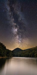 Árboles,Montaña,Lago,Naturaleza,Vía Láctea,Cielo Estrellado