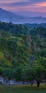 Montagne,Asphalte,Relief,Soulagement,Nature,Route,Vue,Soir,Arbres,Coucher De Soleil