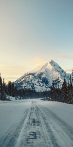 Invierno,Árboles,Montaña,Camino,Paisaje,Nieve,Naturaleza