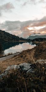 Nature,Trees,Mountains,Clouds,Lake