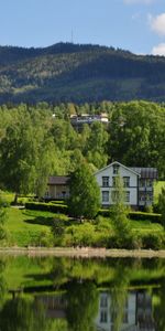 Nature,Trees,Mountains,Lake,Coast,Alps,Building