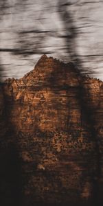 Nature,Trees,Mountains,Rocks,Blur,Smooth,Brown