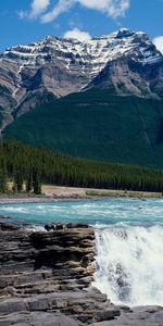 Nature,Trees,Mountains,Rocks,Waterfall,Forest,Flow,Canada