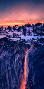 Nature,Trees,Night,Waterfall,Photoshop,Lava