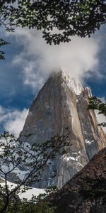 Nature,Trees,Rock,Branches,Cliff,Cloud,High,Steep,Tall