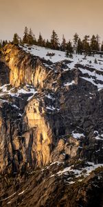 Nature,Trees,Rock,Mountain,Cliff,Snow