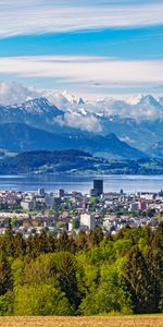 Nature,Trees,Sky,Mountains,Snow,City,Snowbound,Snow Covered