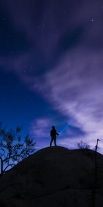 Nature,Trees,Starry Sky,Elevation,Night